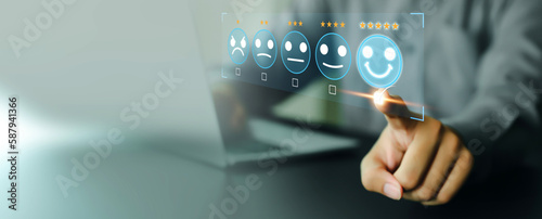 Customer service satisfaction survey feedback for business review rating and best service or finance digital marketing poll or user comment concepts.
