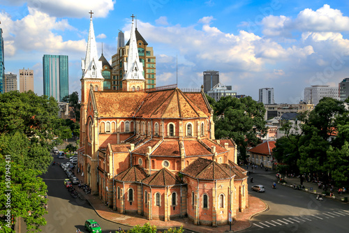 Ho Chi Minh City, Vietnam - Notre Dame Cathedral, built by the French in 1883 in Ho Chi Minh City, which is well-known works, is the symbol of Vietnamese