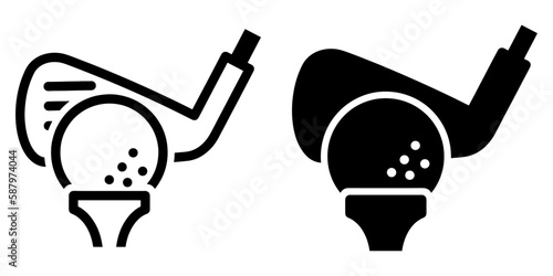 ofvs347 OutlineFilledVectorSign ofvs - golf vector icon . club stick sign . ball . isolated transparent . black outline and filled version . AI 10 / EPS 10 / PNG . g11687