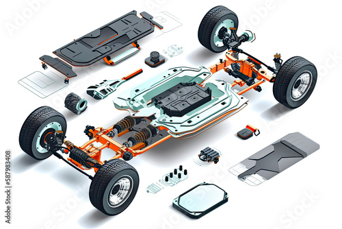Modern electric car chassis design battery modular platform skateboard module pack board with wheels