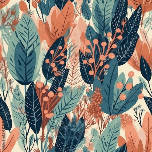 Seamless Floral tile, perfect background or tshirt design. Generative AI