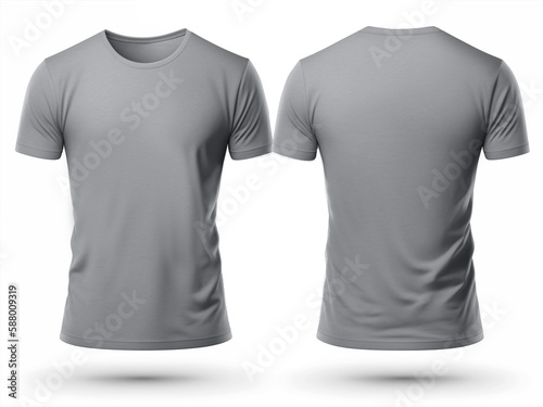 Grey T-shirt Front and back, Blank T-shirt Mockup Template For Design