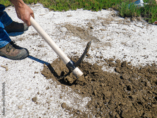 Accumulation of salts on agricultural land