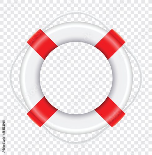 Vector Red marine lifebuoy water safety illustration - Summer travel