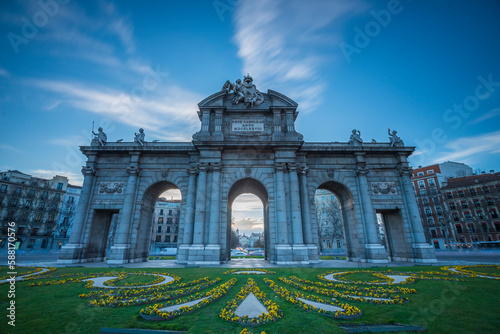 The Alcala Gate is a neoclassical monument located in the Plaza de la Independencia square in Madrid, the capital of Spain.