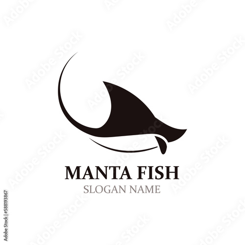 Manta fish or stingray logo design vector vintage illustration skate fish ocean