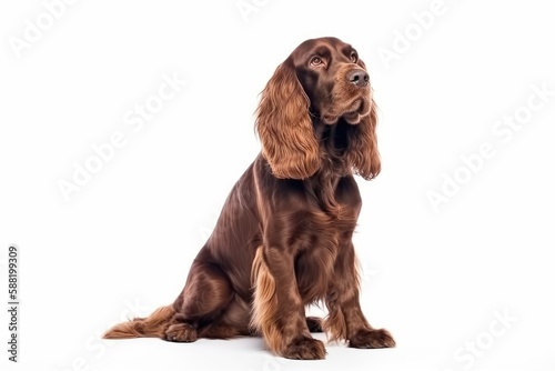 English Cocker Spaniel dog isolated on white background. Generative AI