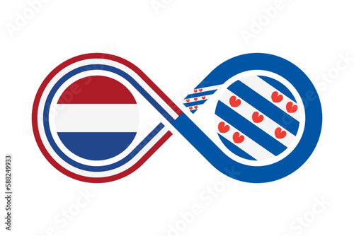 unity concept. dutch and frisian language translation icon. vector illustration isolated on white background