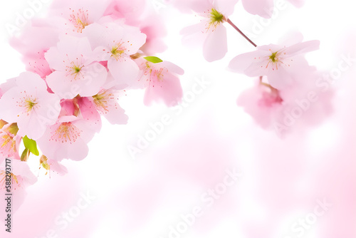 Spring concept. Pink blossom or background. generative AI 