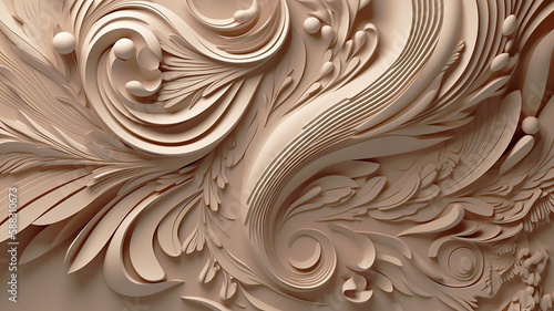 Luxury Elegant white overlaps a brown tint background with a line. Realistic paper cut style 3d, generative AI tools