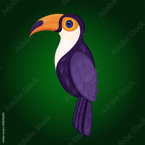 Cute tropical toucan bird vector illustration for advertising, children book, postcards, posters and more