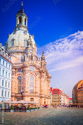 Dresden, Germany. Impressive Baroque-style church in Saxony with famous dome.