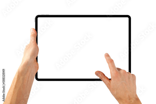 a tablet ipad in a hand on the png backgrounds