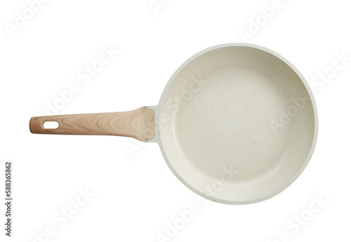 Ceramic frying pan isolated on white background. Studio shot