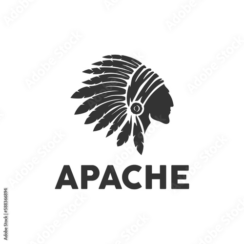 Apache indian chief logo design, American native