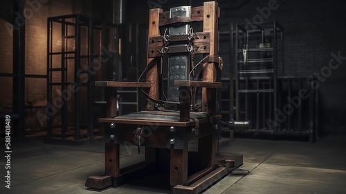 Electric chair in a jail room created by generative AI