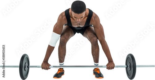 Bodybuilder lifting heavy barbell weights