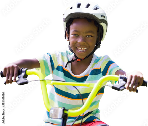 Portrait of smiling boy riding bicycle