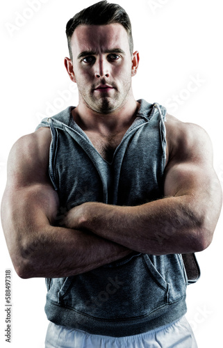 Handsome bodybuilder with arms crossed