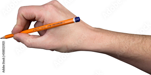 Hand holding yellow pencil