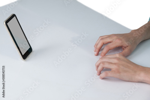 Hand typing on invisible keyboard