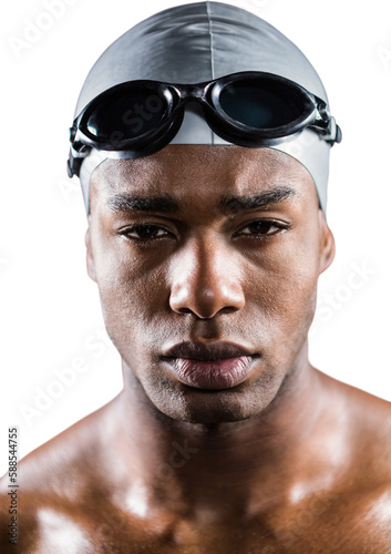 Portrait of swimmer in swimmingÂ goggles and swimming cap