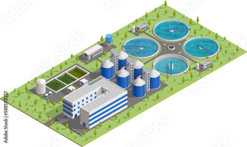 Isometric treatment plant of sewage and wastewater