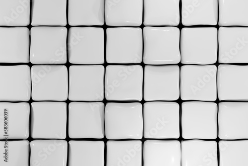Abstract background with soft white cubes. Jelly white cubes background 3d render. Colorful elastic boxes pattern