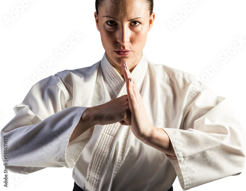 Female fighter performing hand salute