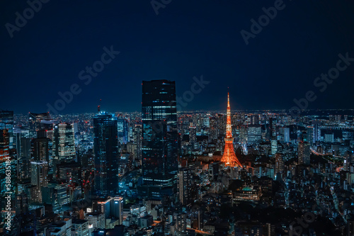 東京タワーとビル群の夜景