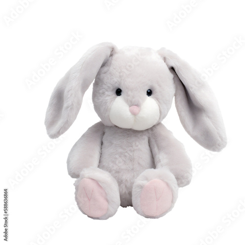 Grey Bunny Rabbit Plush Toy Close-Up, Adorable and Cuddly. Generative AI