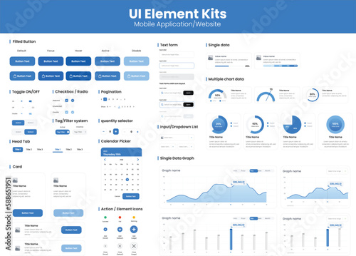 UI Element Kit For Guide Component Style To Create Mobile Application Or Dashboard
