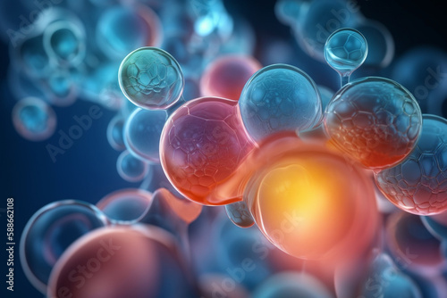 Colorful 3D Illustration of the Biochemical Process of Lipid Synthesis