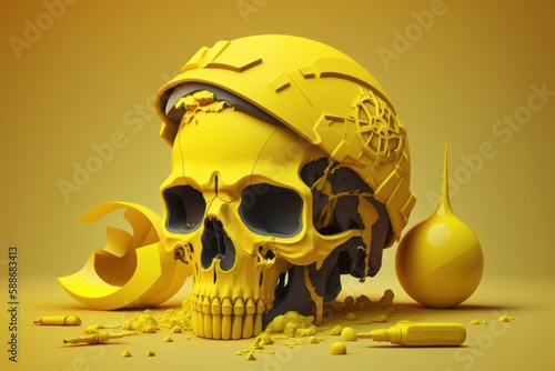 Anti terrorism day, Stop the war background with terrorist skull. Created Generative Ai