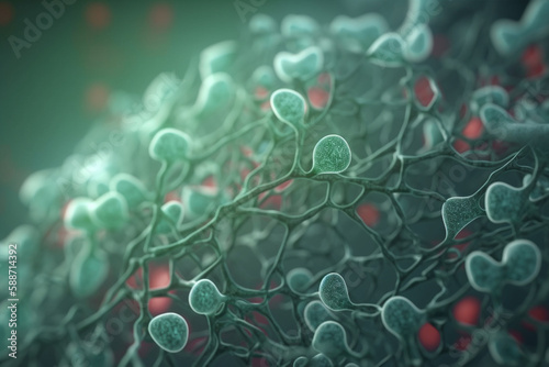 Vibrant 3D illustration of cellulose synthesis process