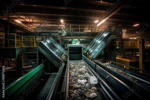 A waste management system that sorts and recycles waste materials to reduce pollution and promote a circular economy, using AI and automation technology. Generative AI