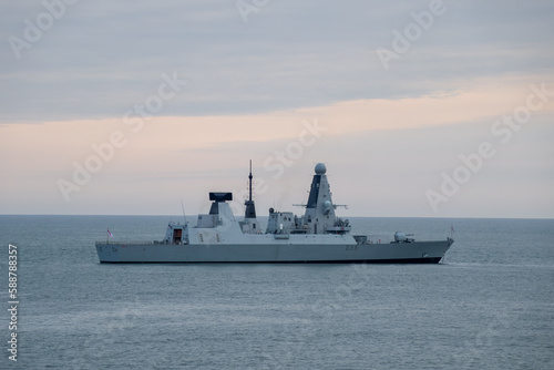 HMS Dauntless D33 in the sea at Plymouth Devon England