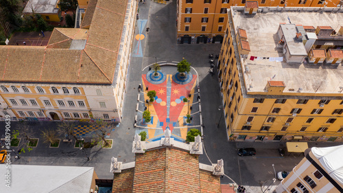 Aerial view of Piazza dell'Immacolata in the San Lorenzo district, in Rome, Italy.