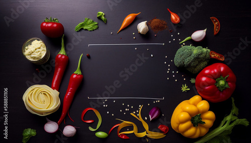 Food cooking background. Ingredients for Nutritious Plant-Based Dishes with Fresh Vegetables, Roots, Spices, Mushrooms, and Herbs on an Old Cutting Board. Rustic Wooden Table Background