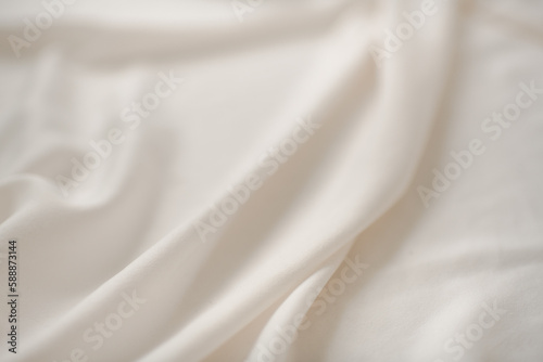 White or Ivory Silk Sheet Fabric, Textured Background 