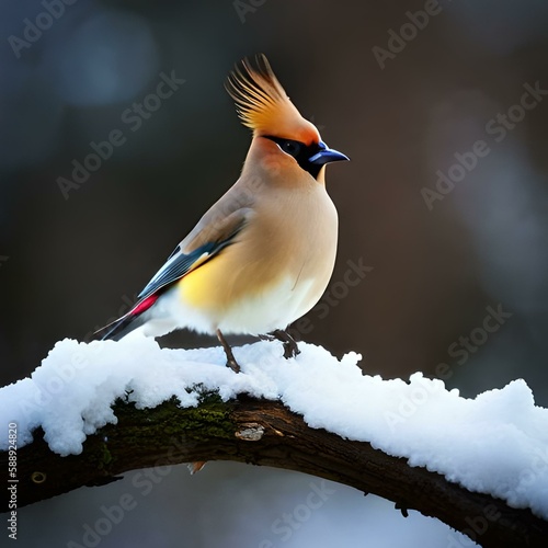 Bird on a snowy branch