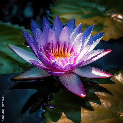 pink water lilly lotus spiritual - by generative ai
