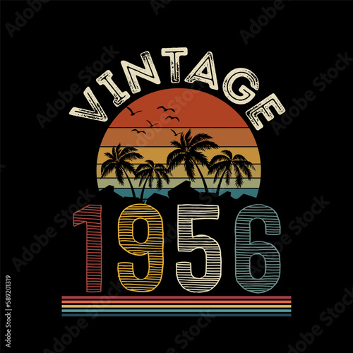 1956 vintage retro t shirt design, vector