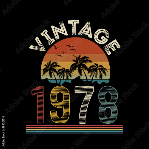 1978 vintage retro t shirt design, vector