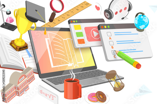 3D Conceptual Illustration of Blended Learning Approach