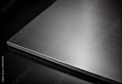 Brushed aluminum metallic plate useful for backgrounds. Generative AI