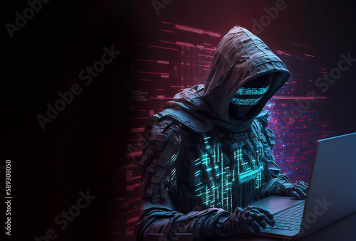 Computer hacker. Hacker attack. Safety system. Cybersecurity. Banner. Generative AI