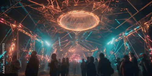 Illustration of a futuristic Goa, Synthwave Open Air Festival 