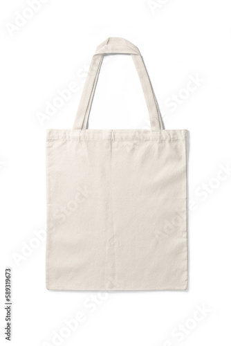 Blank tote canvas bag mockup isolated on a transparent background, PNG. High resolution.