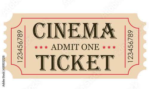 Ticket. Vector cinema ticket. Vector flat ticket illustration.